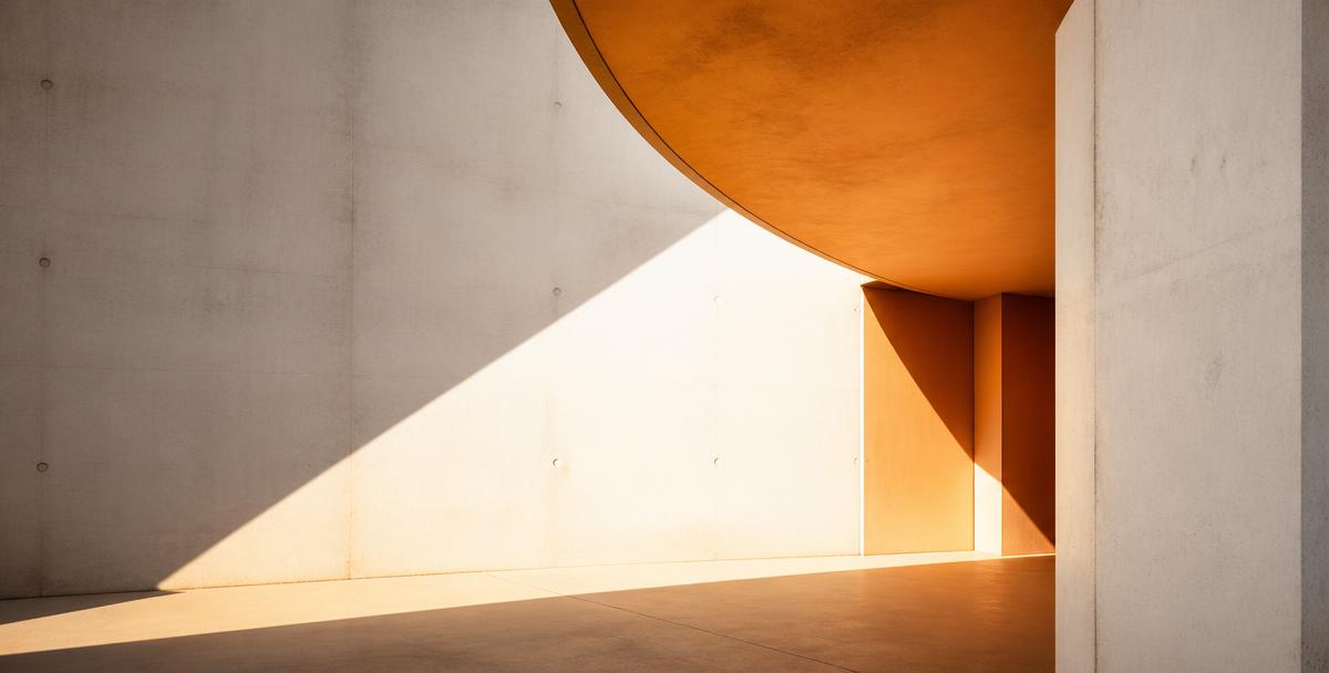 Abstract architectural photography with sharp shadows and orange highlights